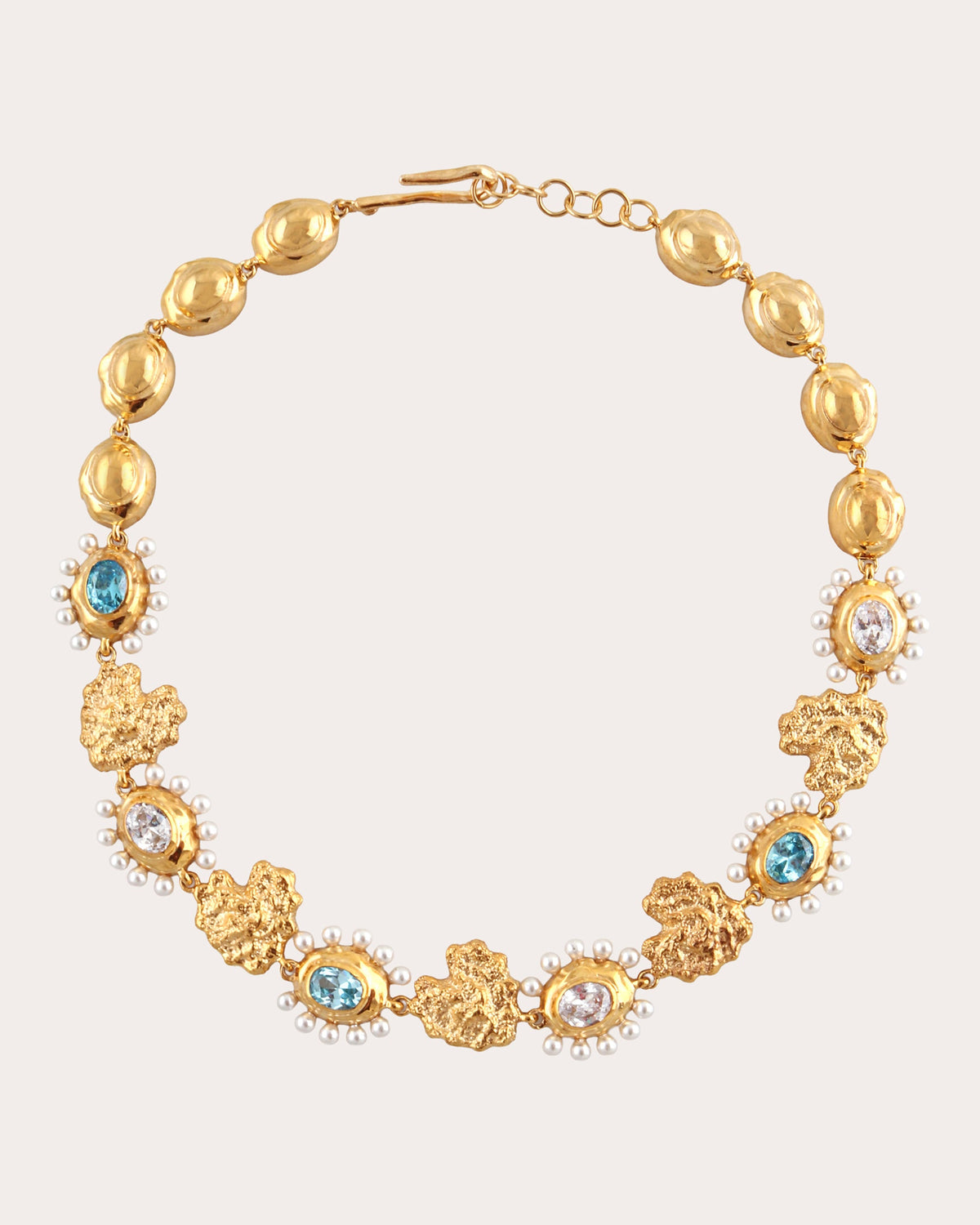 Cubic Zirconia & Pearl Charm Choker Necklace