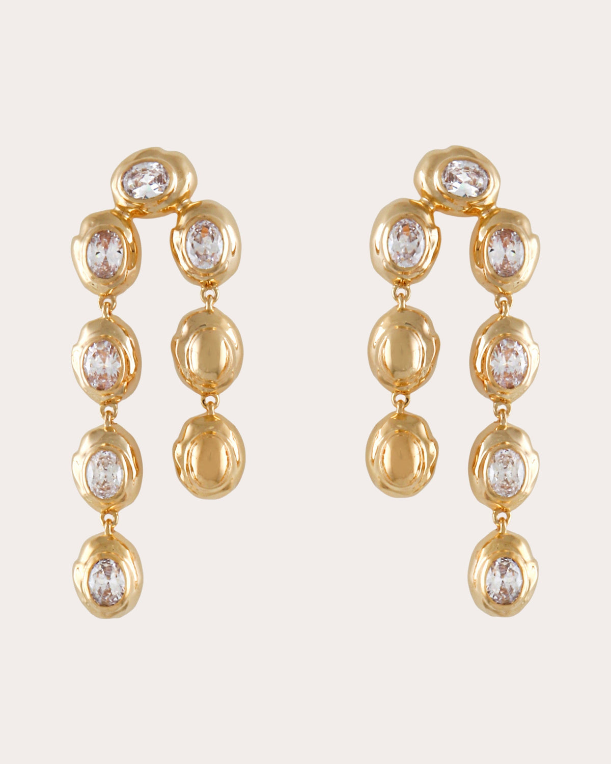 Cubic Zirconia Oval Arc Drop Earrings