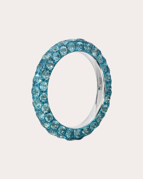Blue Topaz & 18k White Gold Three-Sided Ring