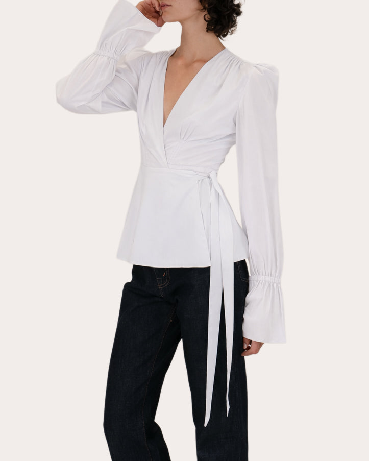 Willow Cotton Voile Gathered Wrap Top