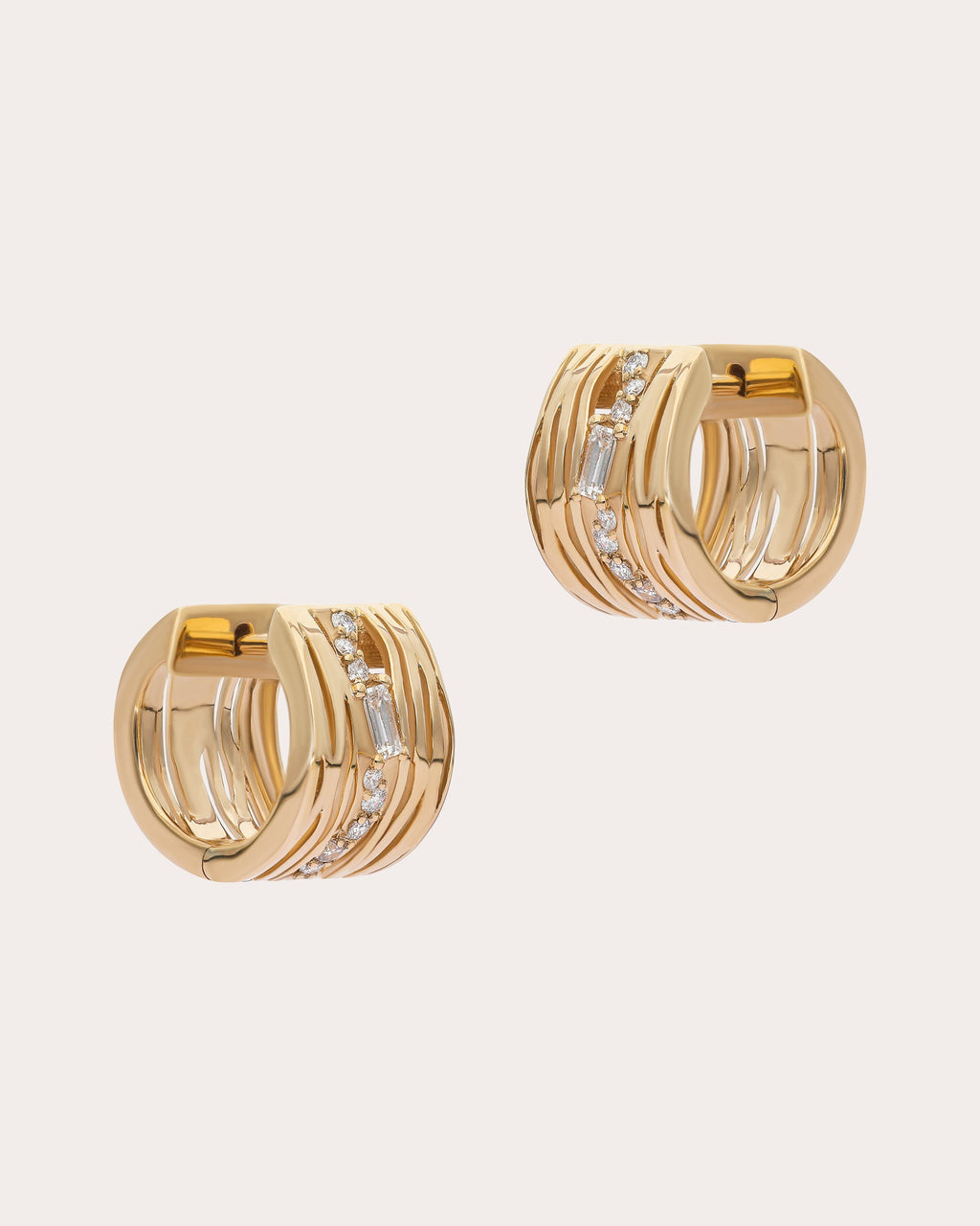 Diamond & 14k Gold Rivulet Wander Huggie Earrings