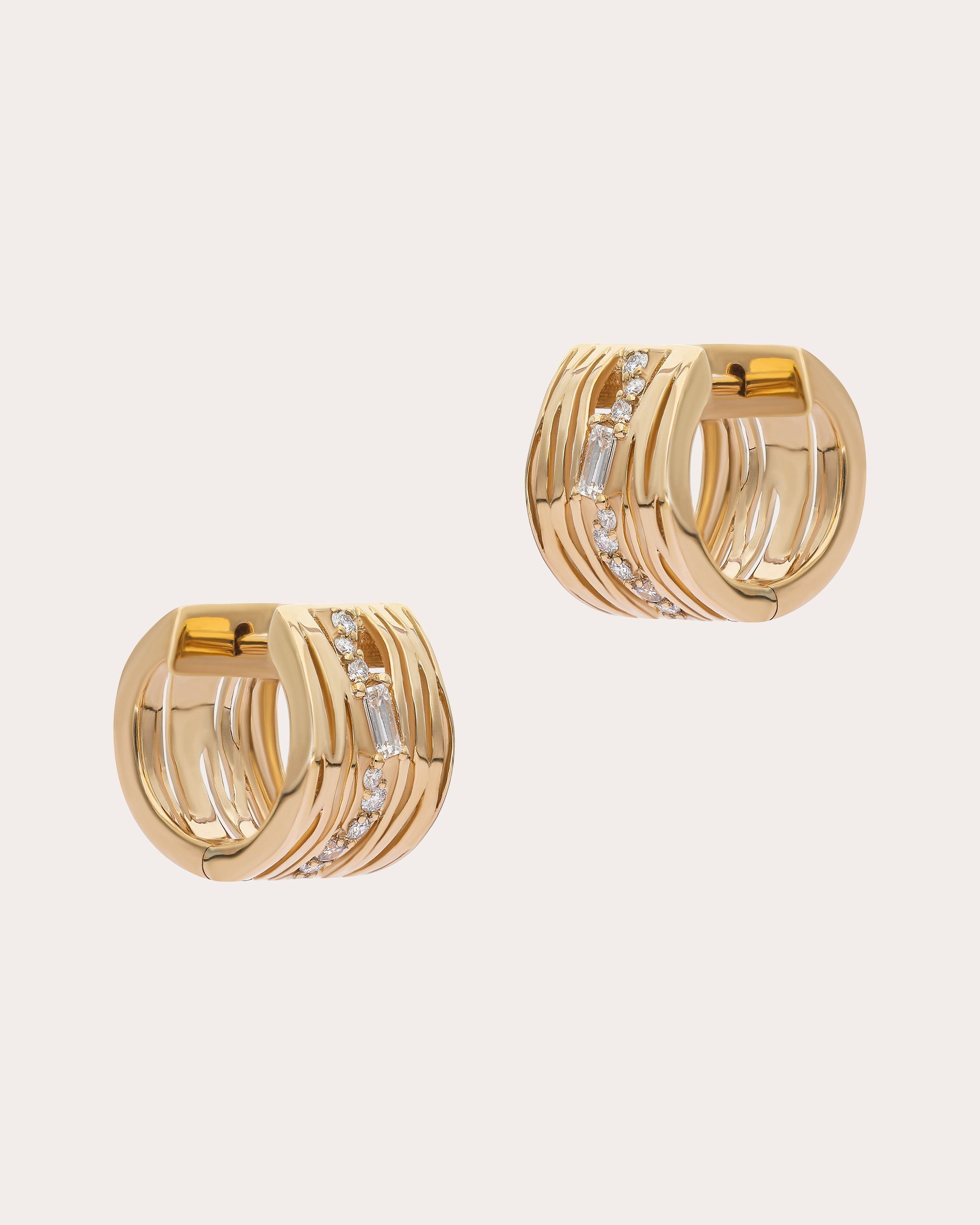Diamond & 14k Gold Rivulet Wander Huggie Earrings