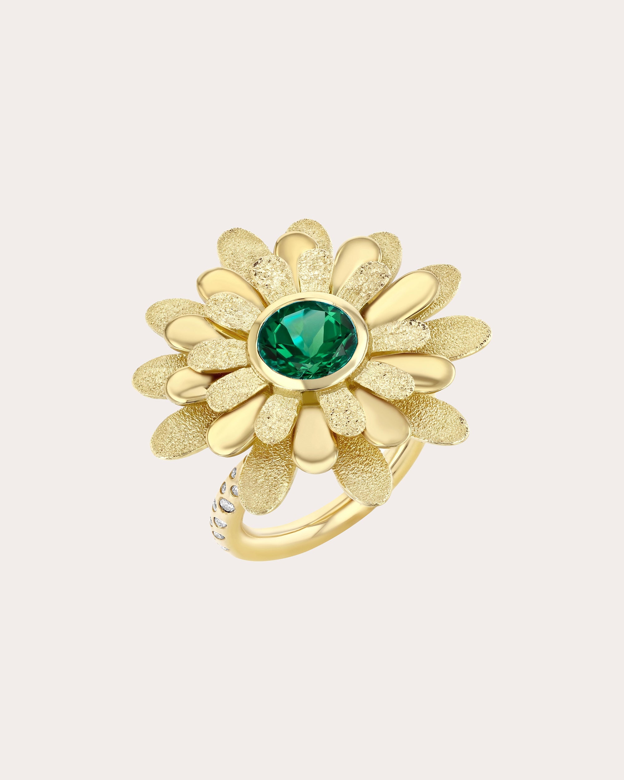 Green Tourmaline & Diamond Wildflower Ring