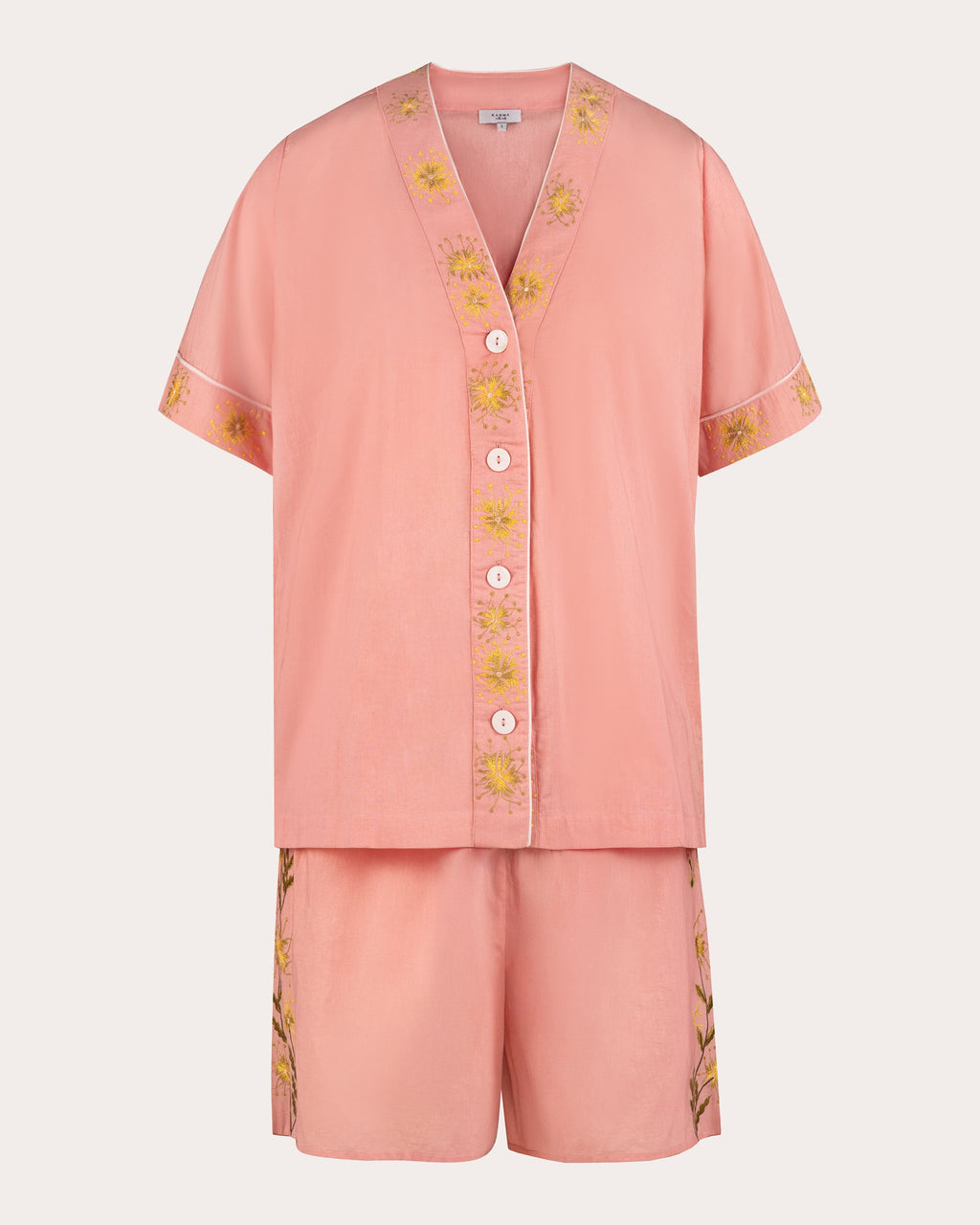 Sumi Embroidered Floral Cotton Pajama Set