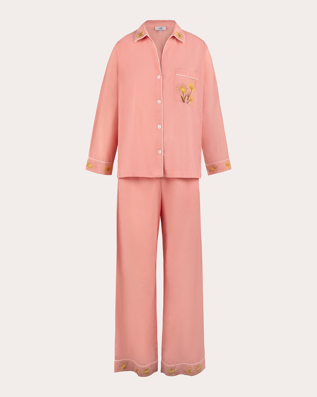 Tokyo Embroidered Floral Cotton Pajama Set