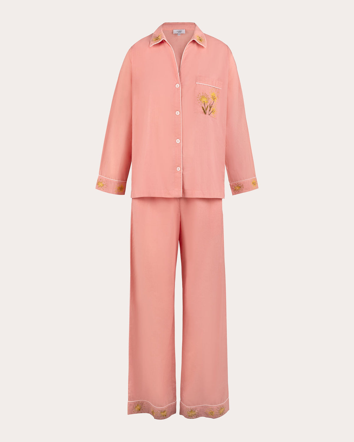 Tokyo Embroidered Floral Cotton Pajama Set