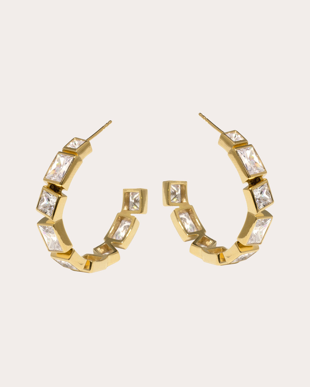 Cubic Zirconia Bezel Hoop Earrings