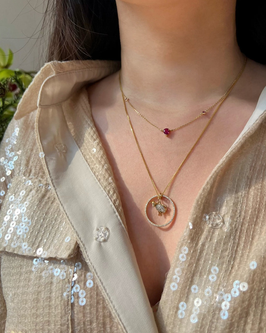 Diamond Zodiac Dog Pendant Necklace