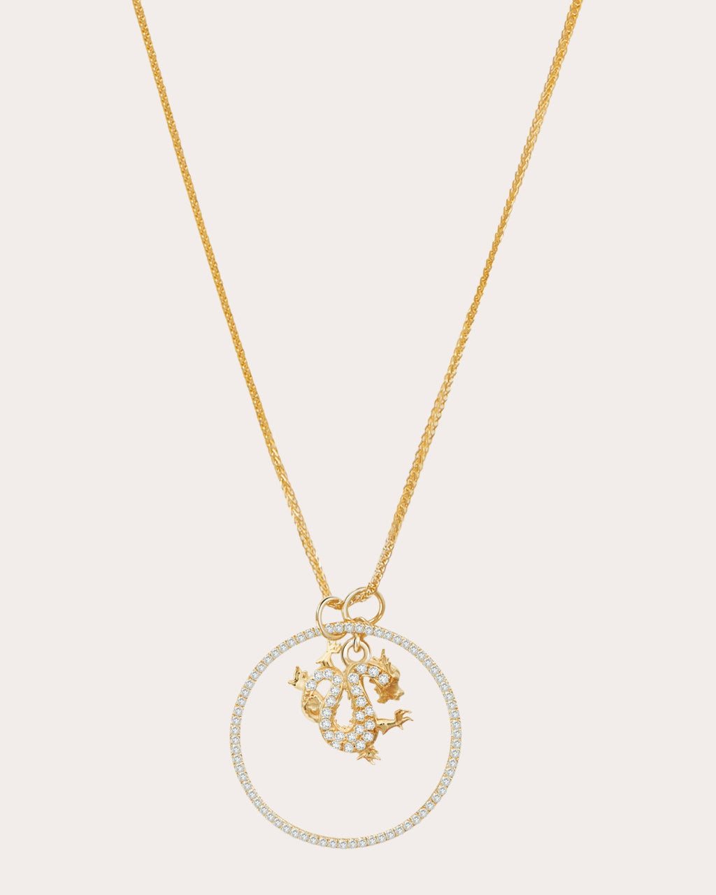 Diamond Zodiac Dragon Pendant Necklace