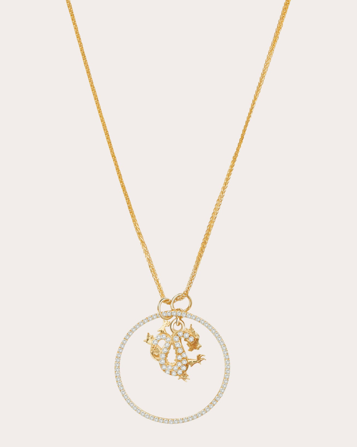 Diamond Zodiac Dragon Pendant Necklace