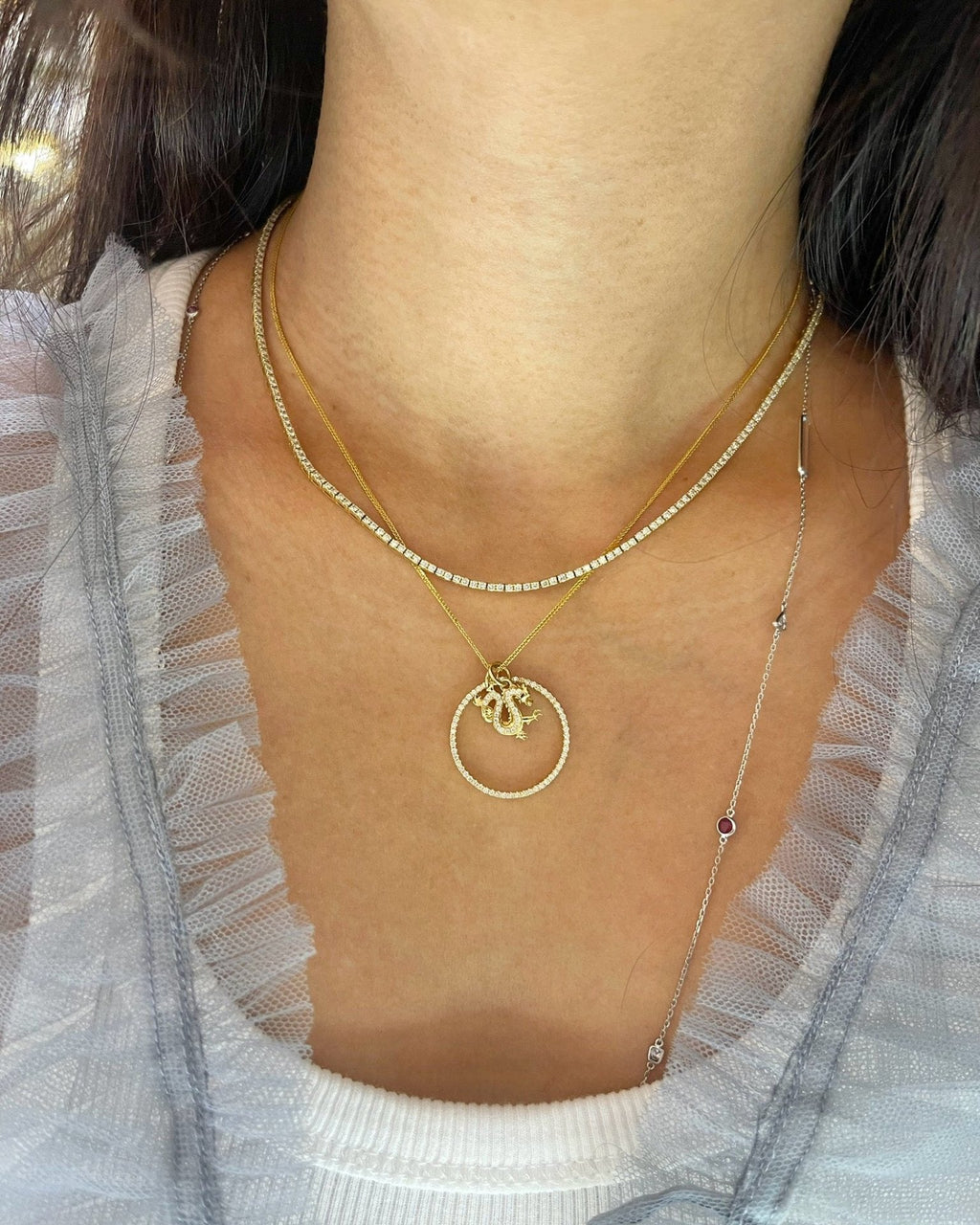 Diamond Zodiac Dragon Pendant Necklace