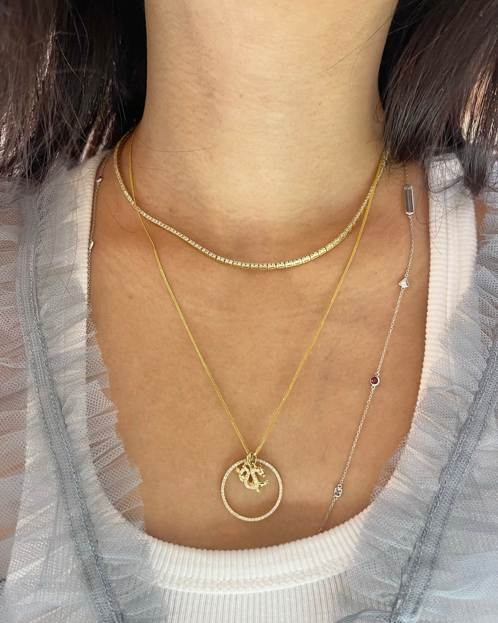 Diamond Zodiac Dragon Pendant Necklace