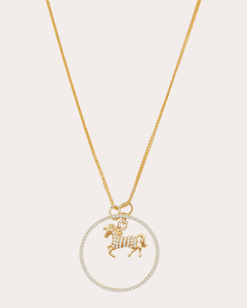 Diamond Zodiac Horse Pendant Necklace