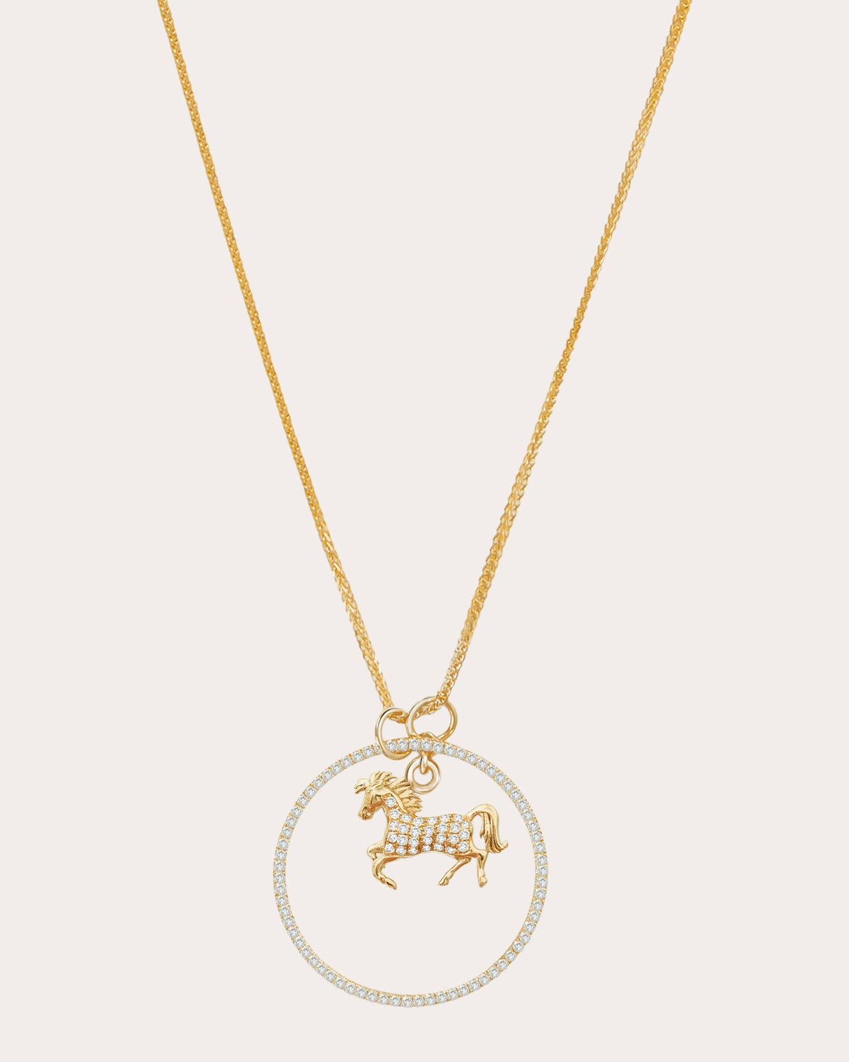 Diamond Zodiac Horse Pendant Necklace