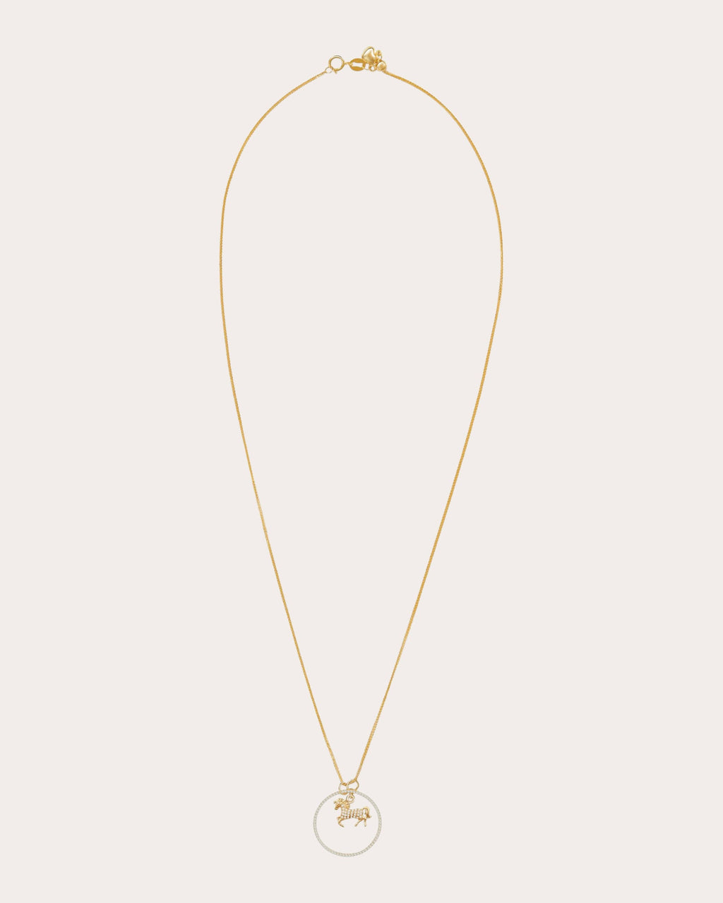 Diamond Zodiac Horse Pendant Necklace