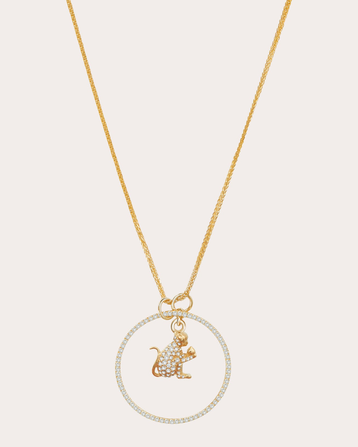 Diamond Zodiac Monkey Pendant Necklace