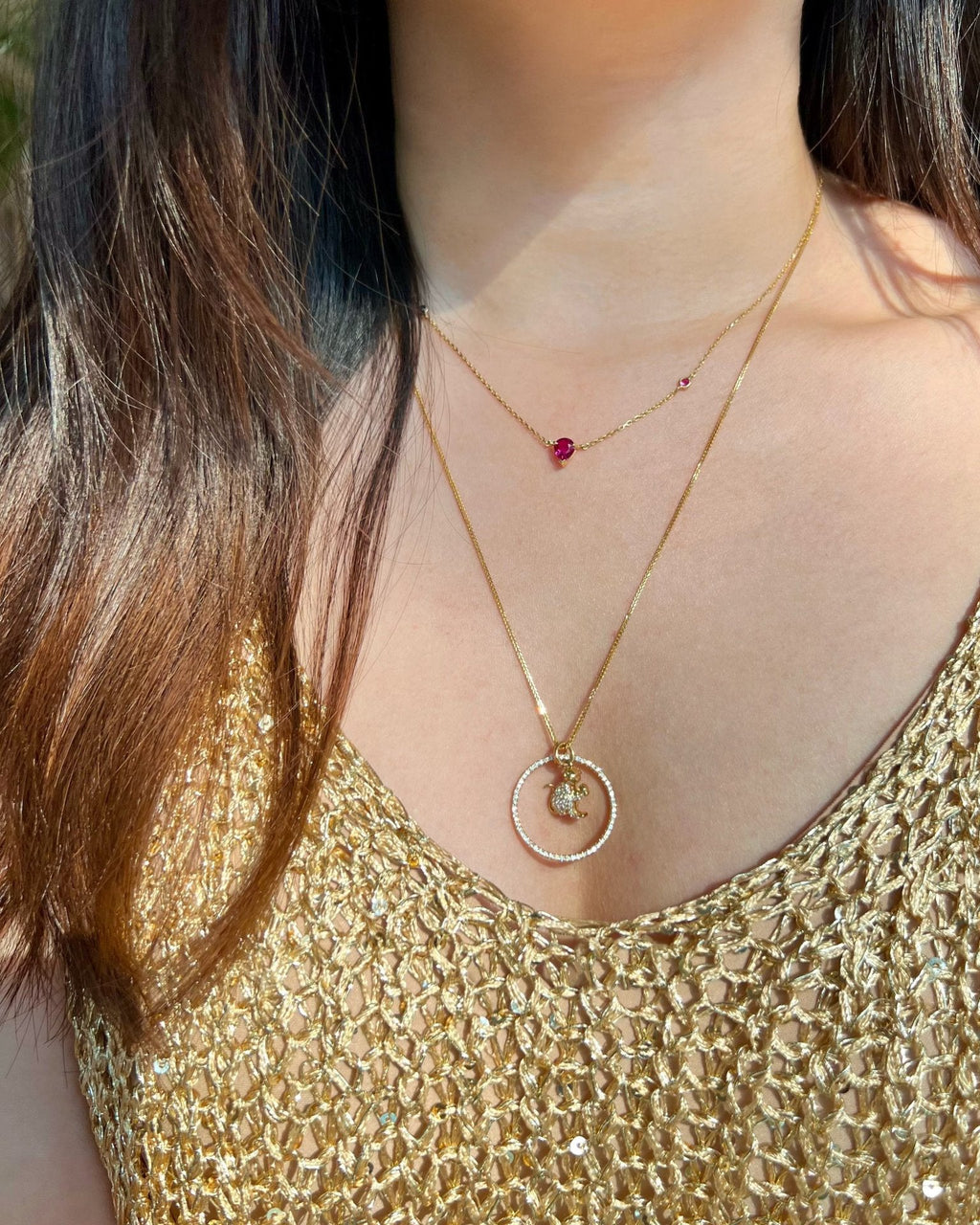 Diamond Zodiac Monkey Pendant Necklace