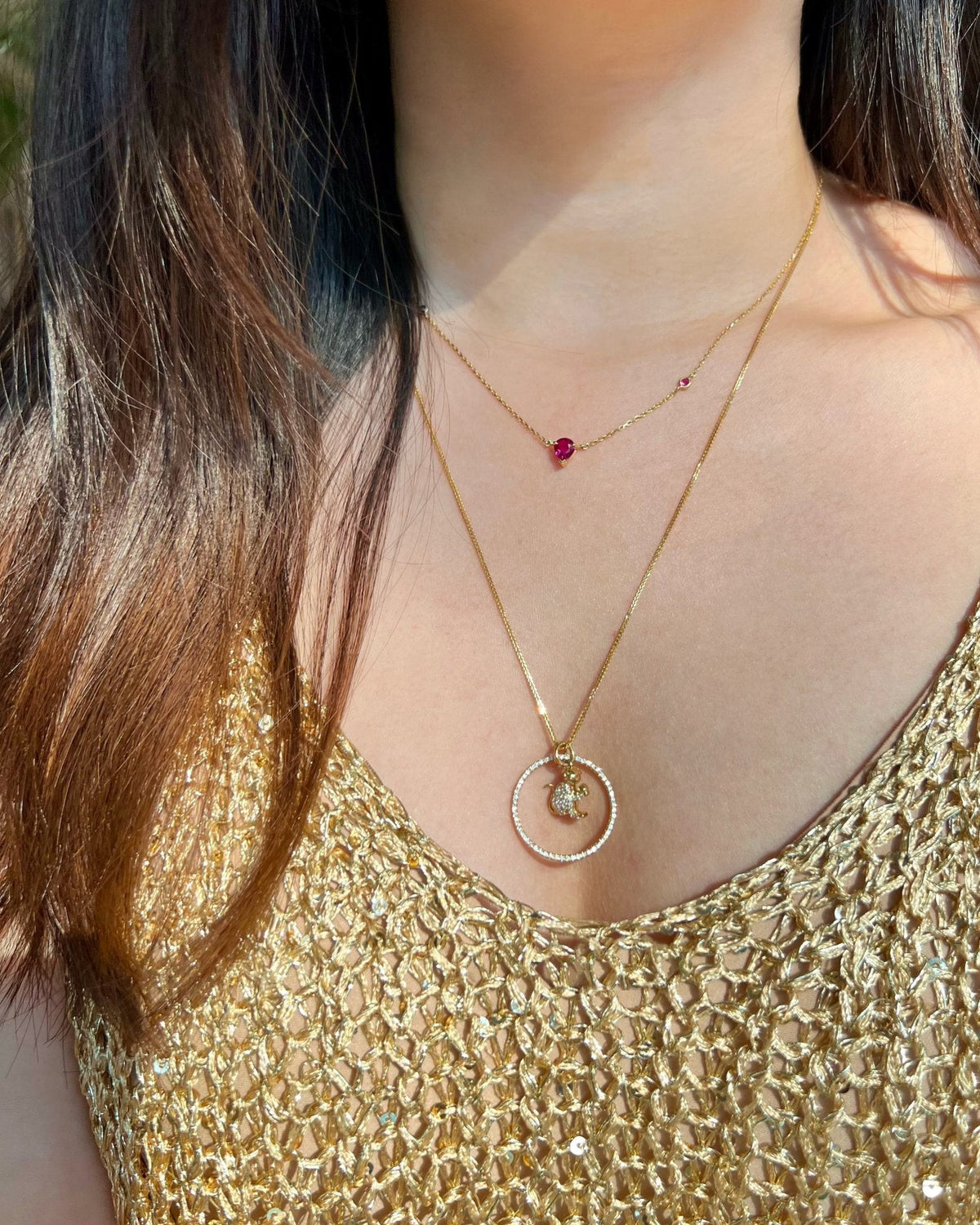 Diamond Zodiac Monkey Pendant Necklace