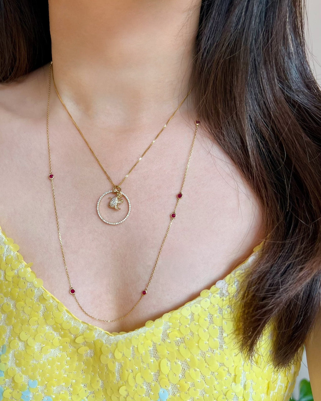Diamond Zodiac Monkey Pendant Necklace