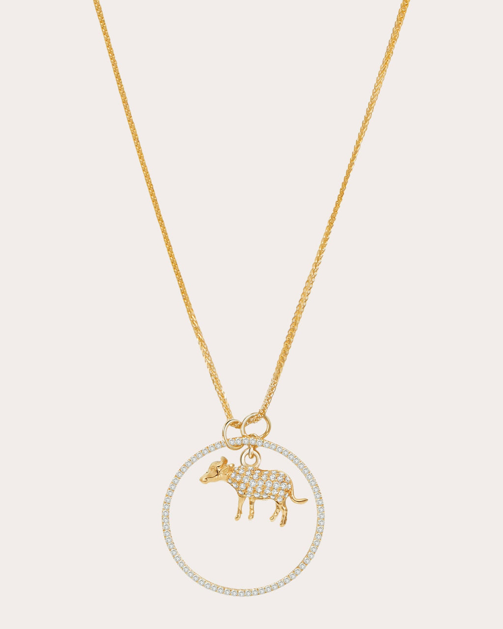 Diamond Zodiac Ox Pendant Necklace
