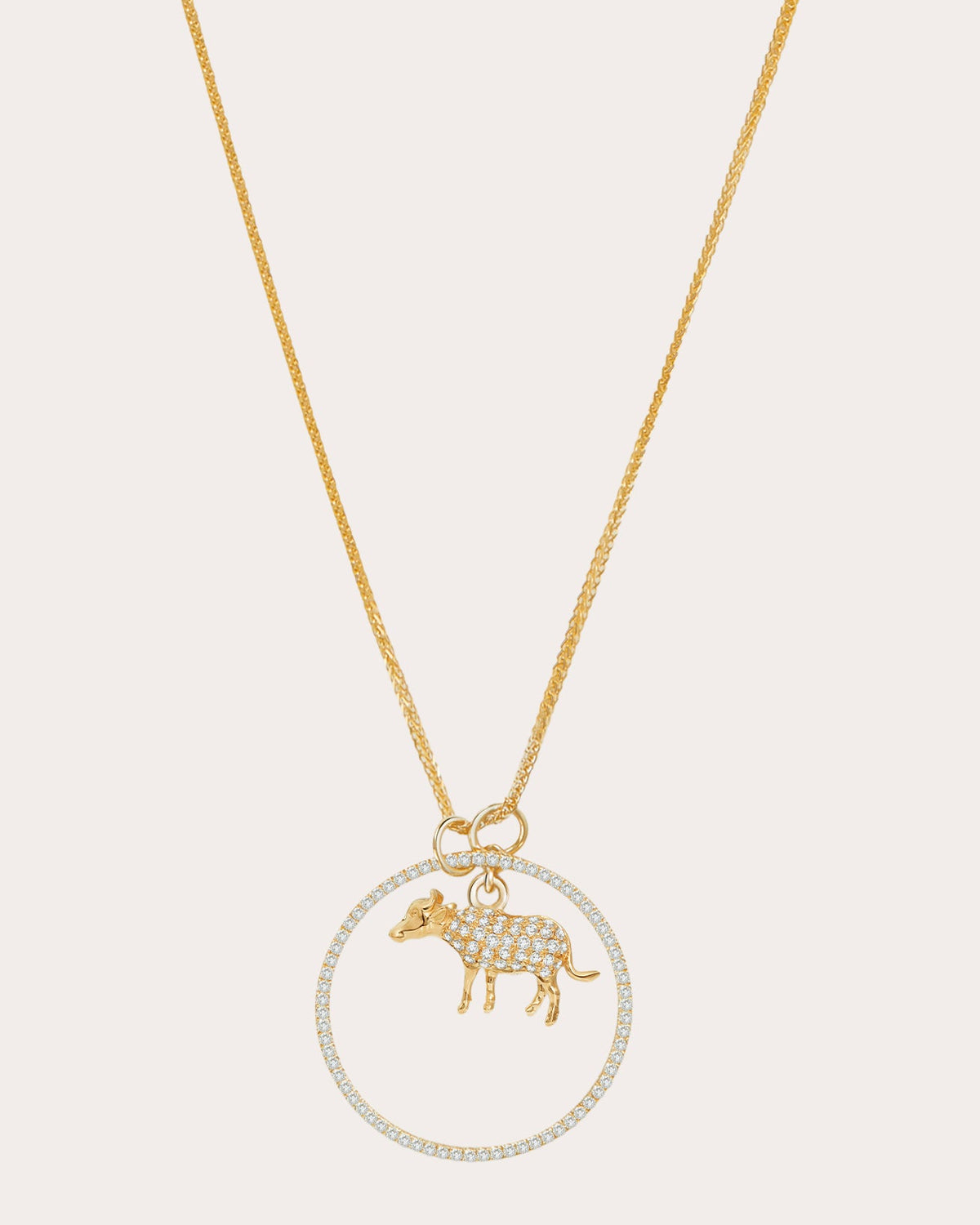 Diamond Zodiac Ox Pendant Necklace