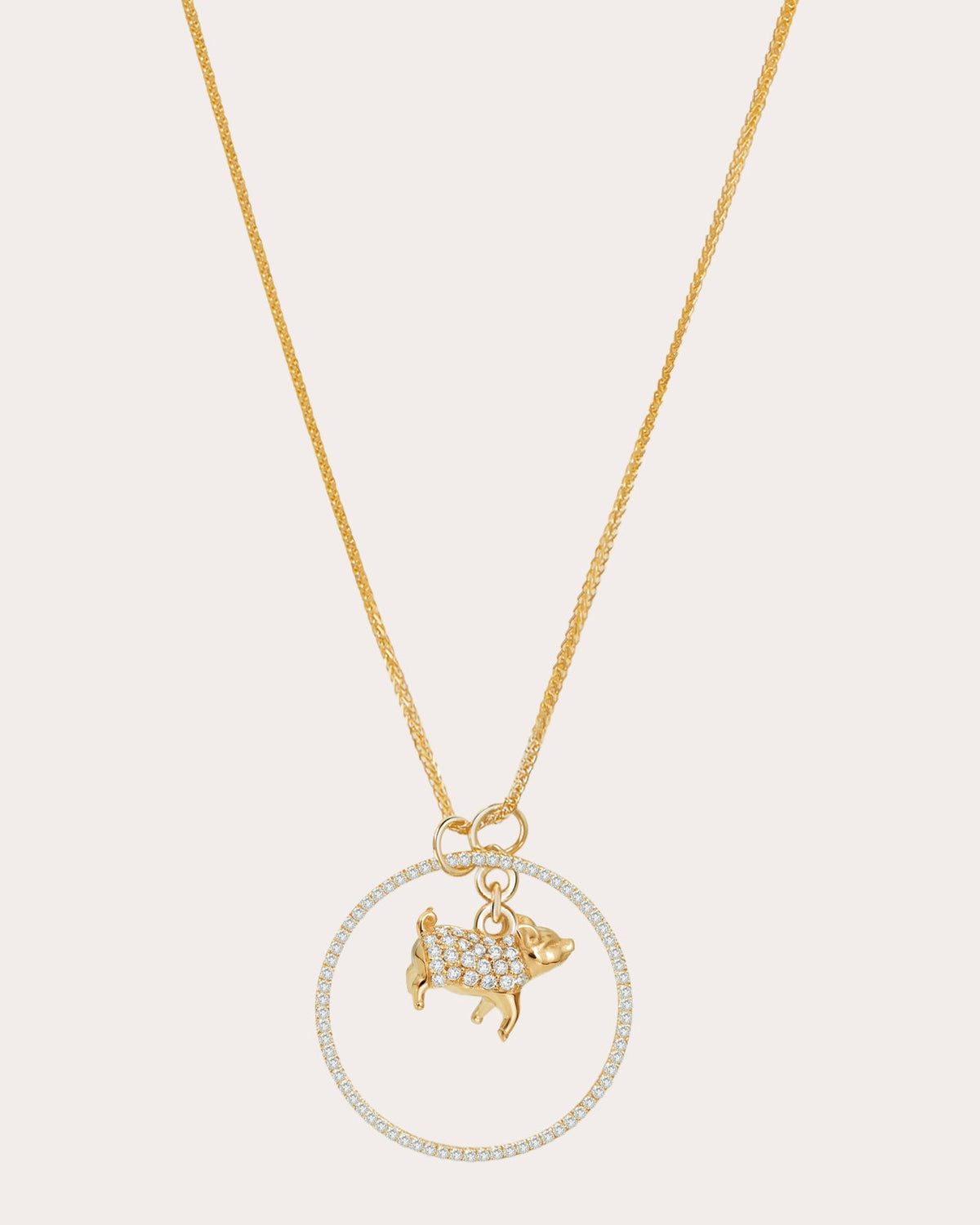Diamond Zodiac Pig Pendant Necklace
