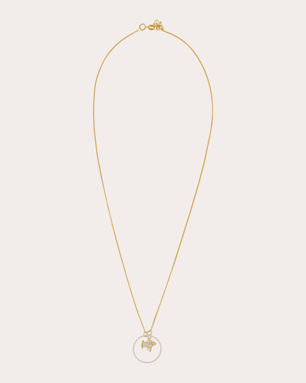Diamond Zodiac Pig Pendant Necklace