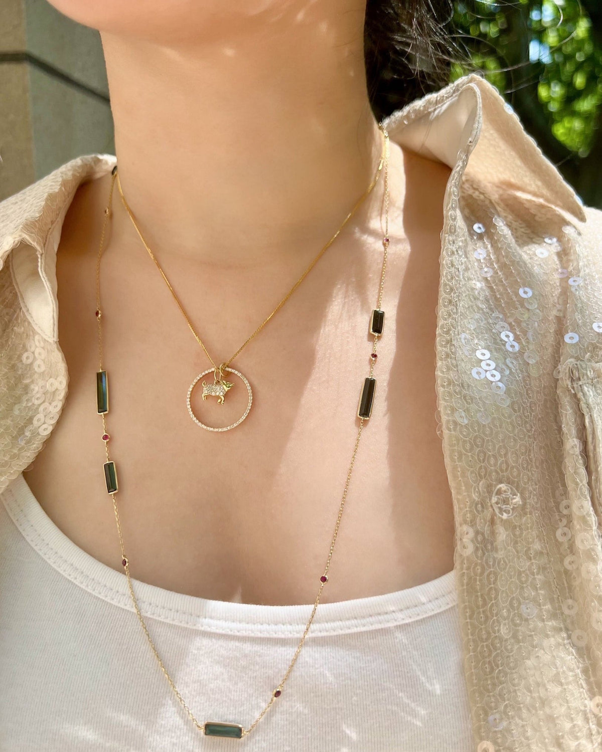 Diamond Zodiac Pig Pendant Necklace
