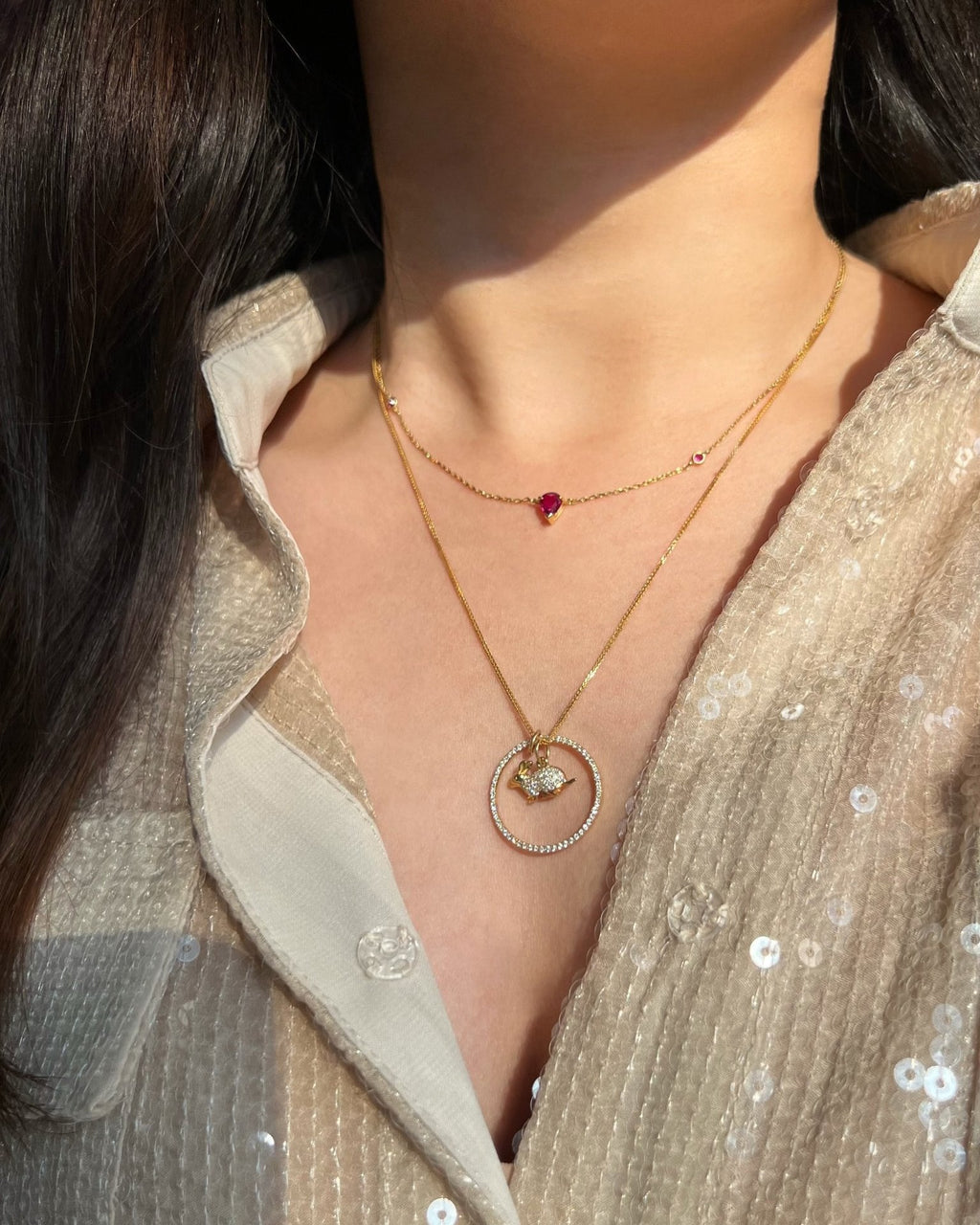 Diamond Zodiac Rabbit Pendant Necklace