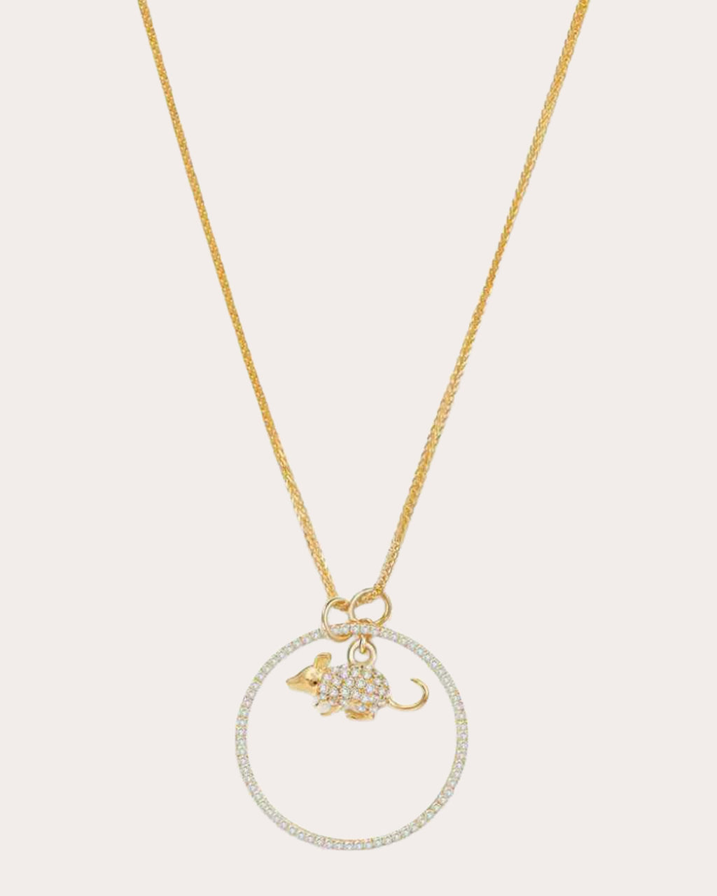 Diamond Zodiac Rat Pendant Necklace