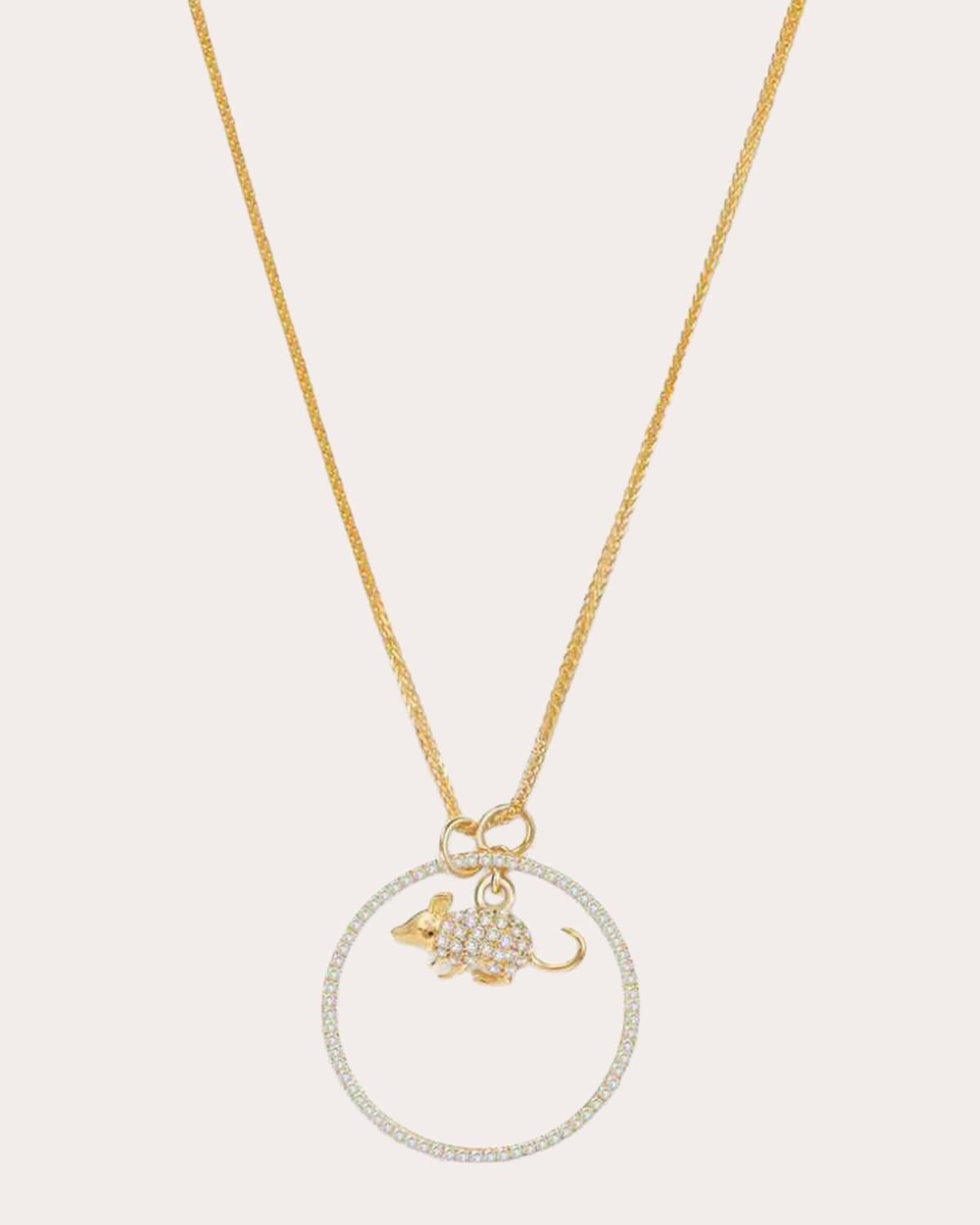 Diamond Zodiac Rat Pendant Necklace