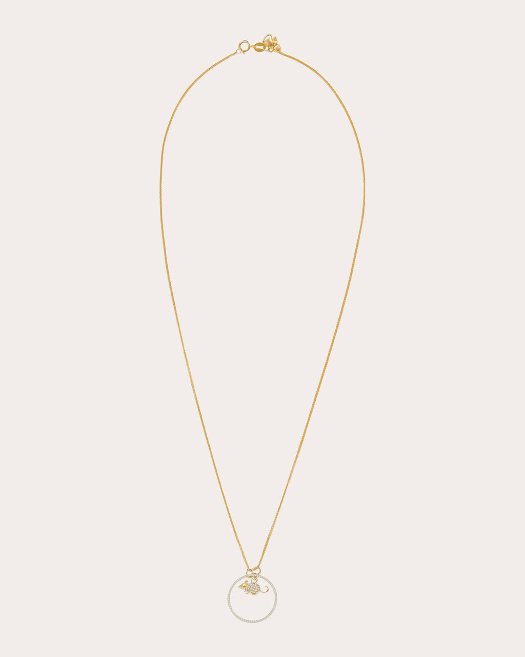 Diamond Zodiac Rat Pendant Necklace