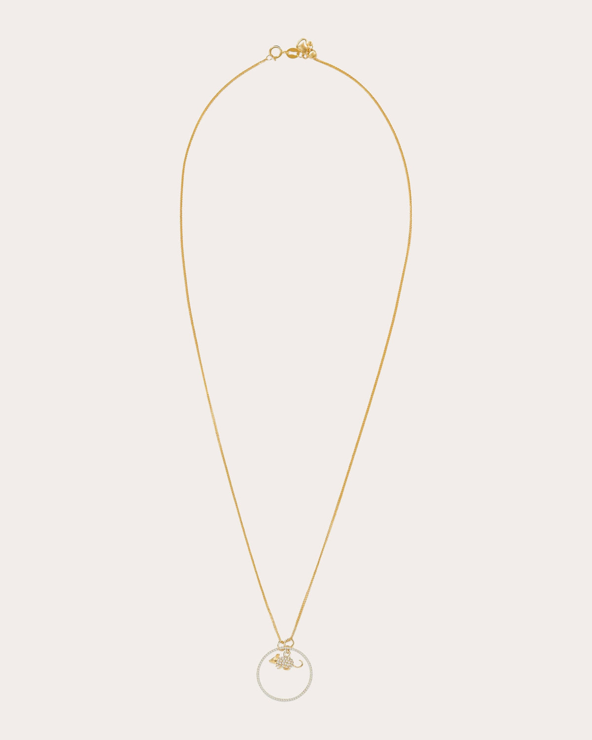 Diamond Zodiac Rat Pendant Necklace