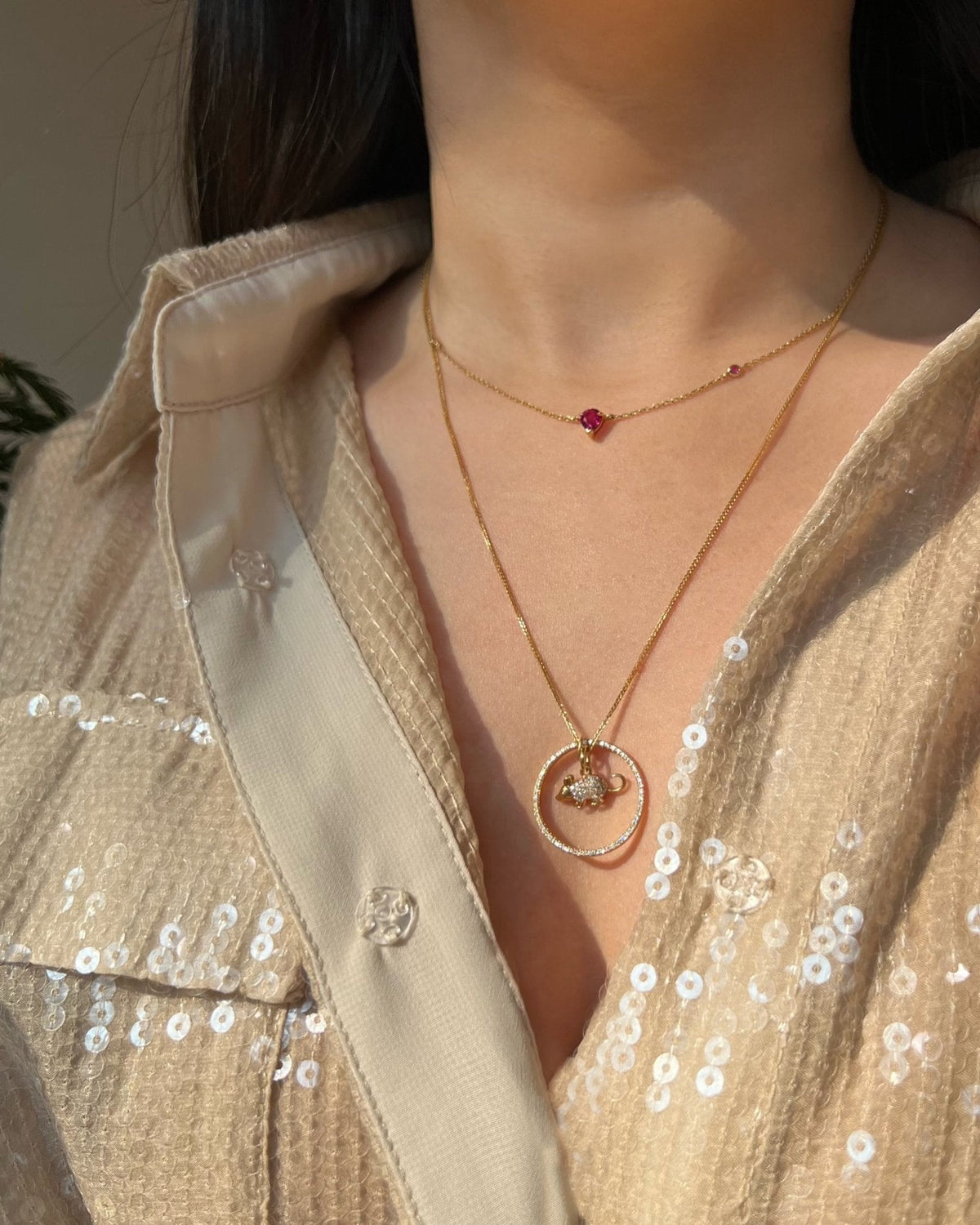 Diamond Zodiac Rat Pendant Necklace