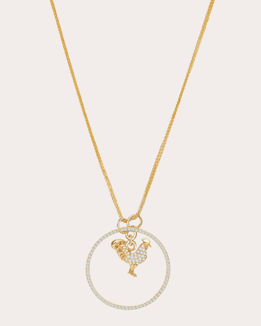 Diamond Zodiac Rooster Pendant Necklace