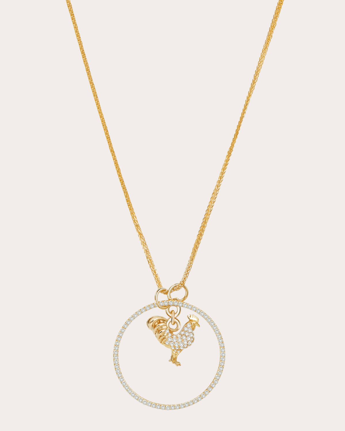 Diamond Zodiac Rooster Pendant Necklace