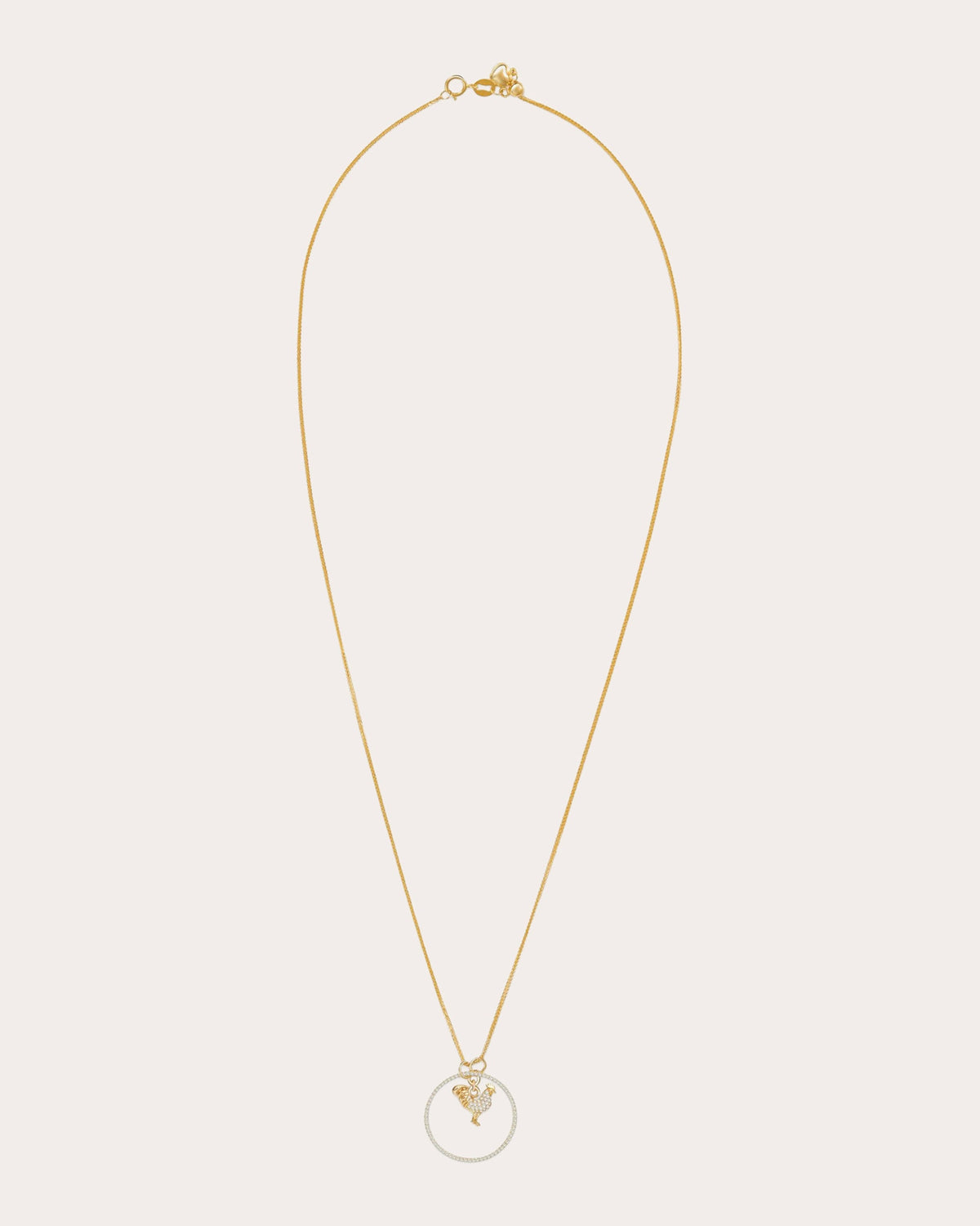 Diamond Zodiac Rooster Pendant Necklace