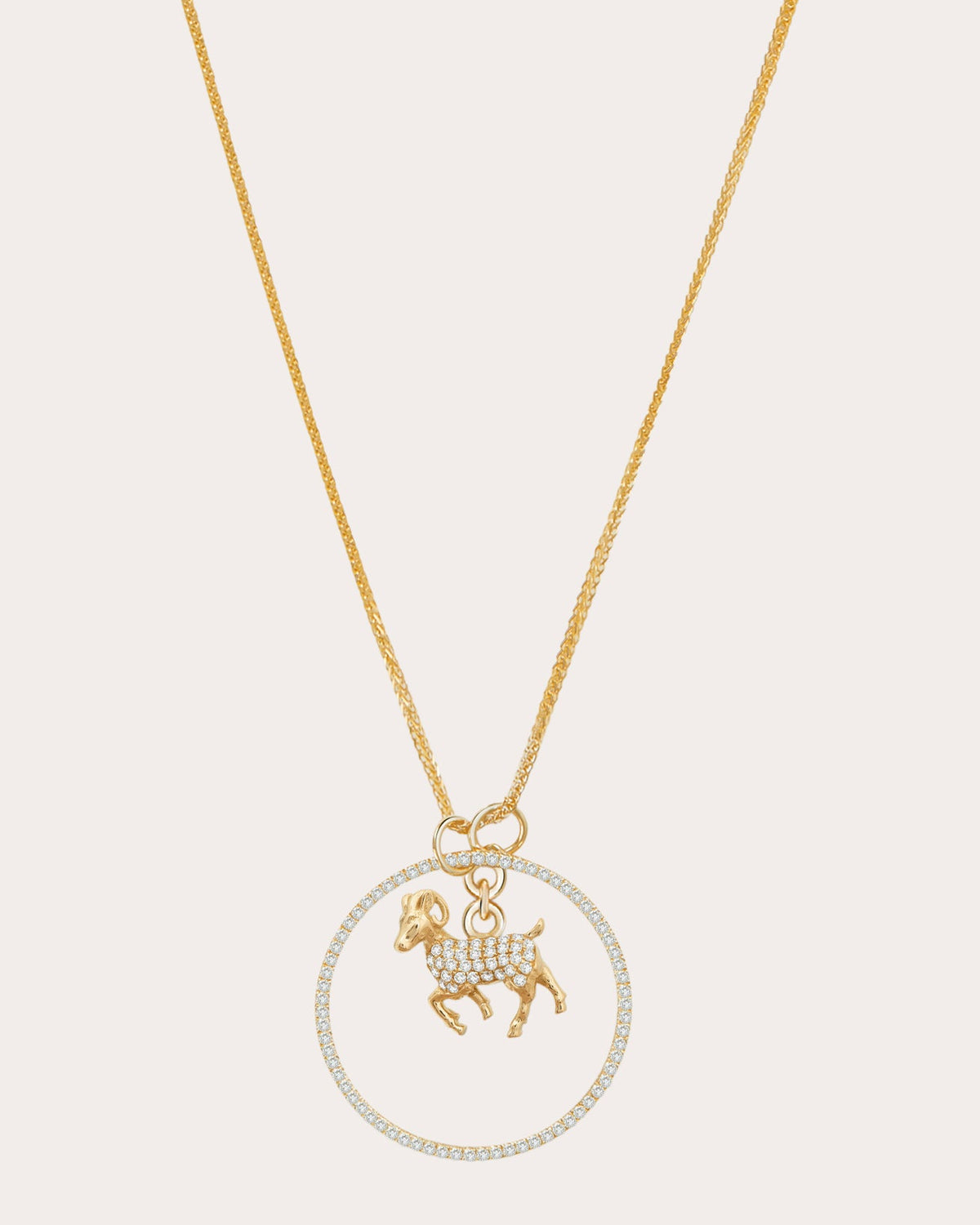 Diamond Zodiac Goat Pendant Necklace
