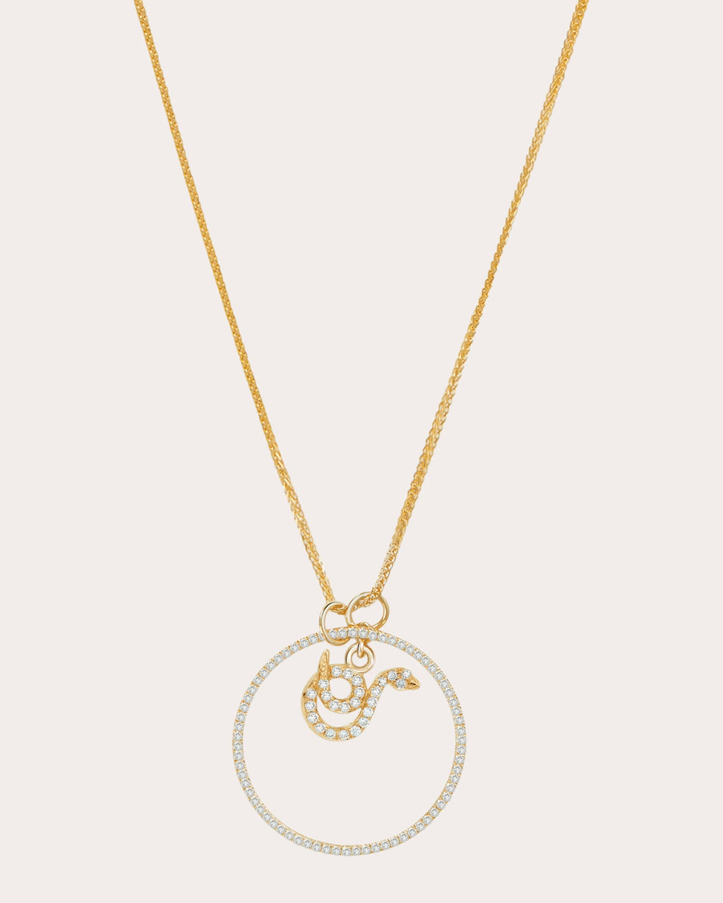 Diamond Zodiac Snake Pendant Necklace