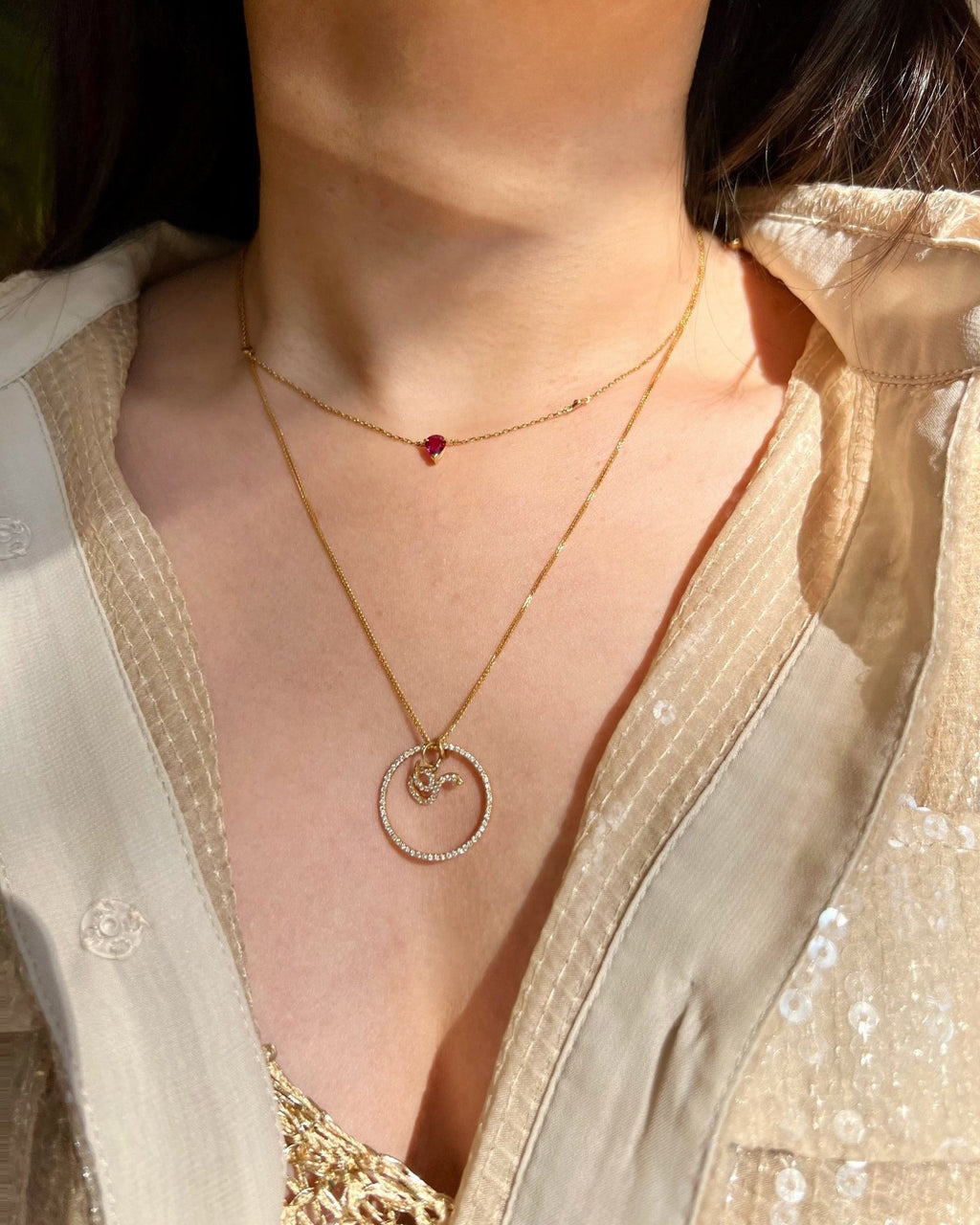 Diamond Zodiac Snake Pendant Necklace
