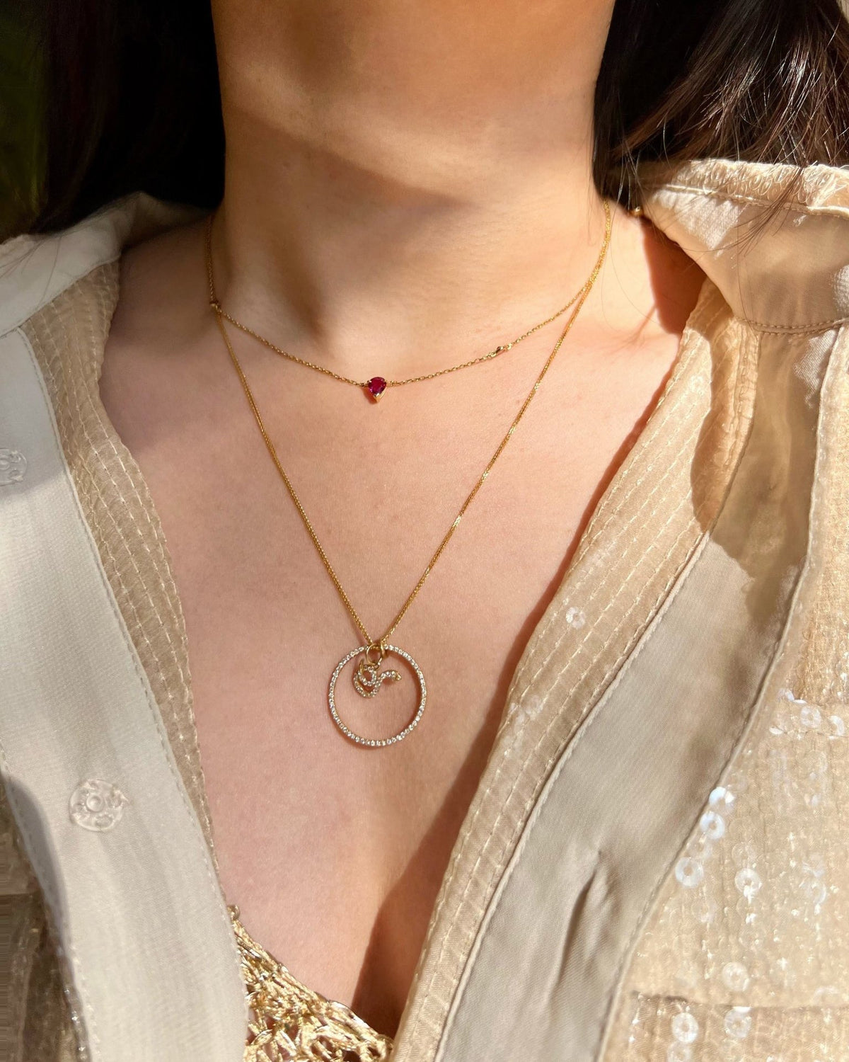 Diamond Zodiac Snake Pendant Necklace