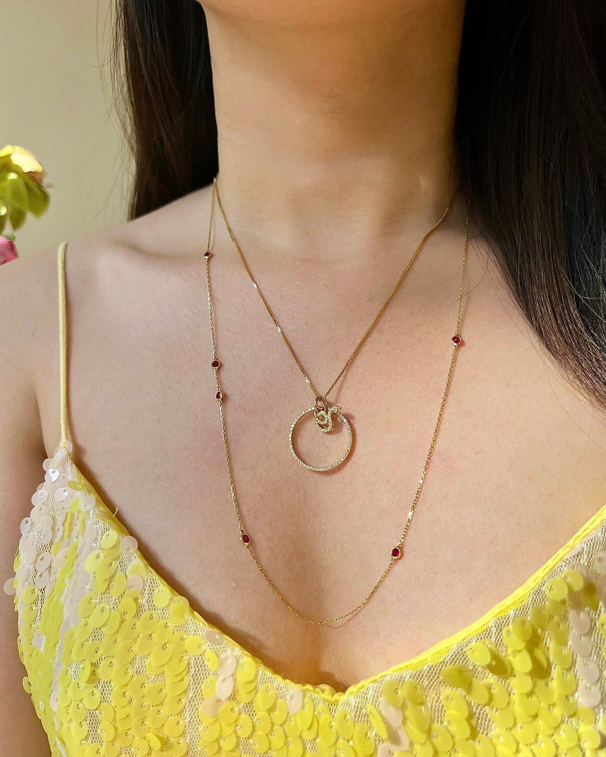 Diamond Zodiac Snake Pendant Necklace