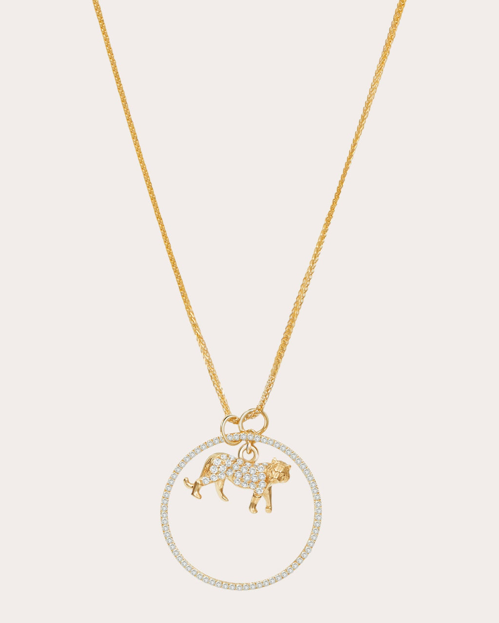 Diamond Zodiac Tiger Pendant Necklace