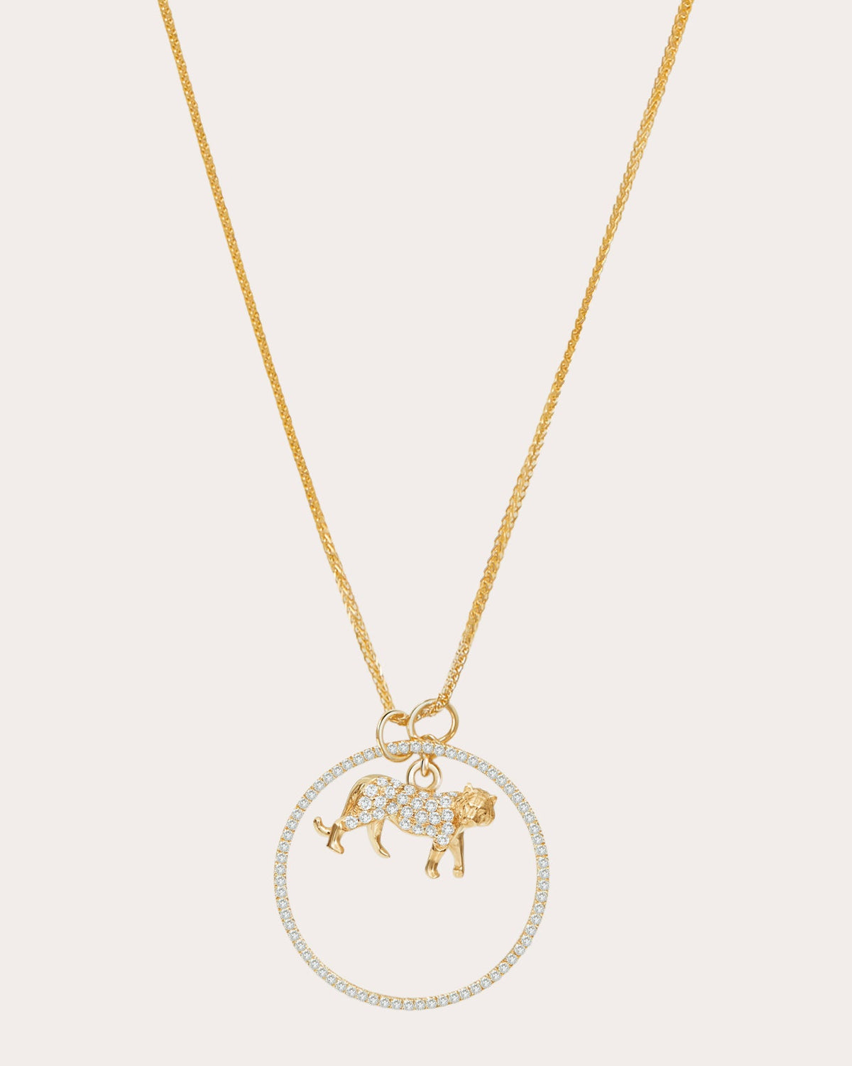 Diamond Zodiac Tiger Pendant Necklace
