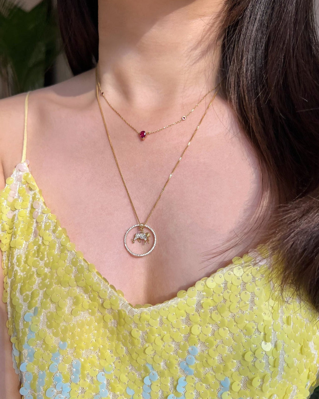 Diamond Zodiac Tiger Pendant Necklace