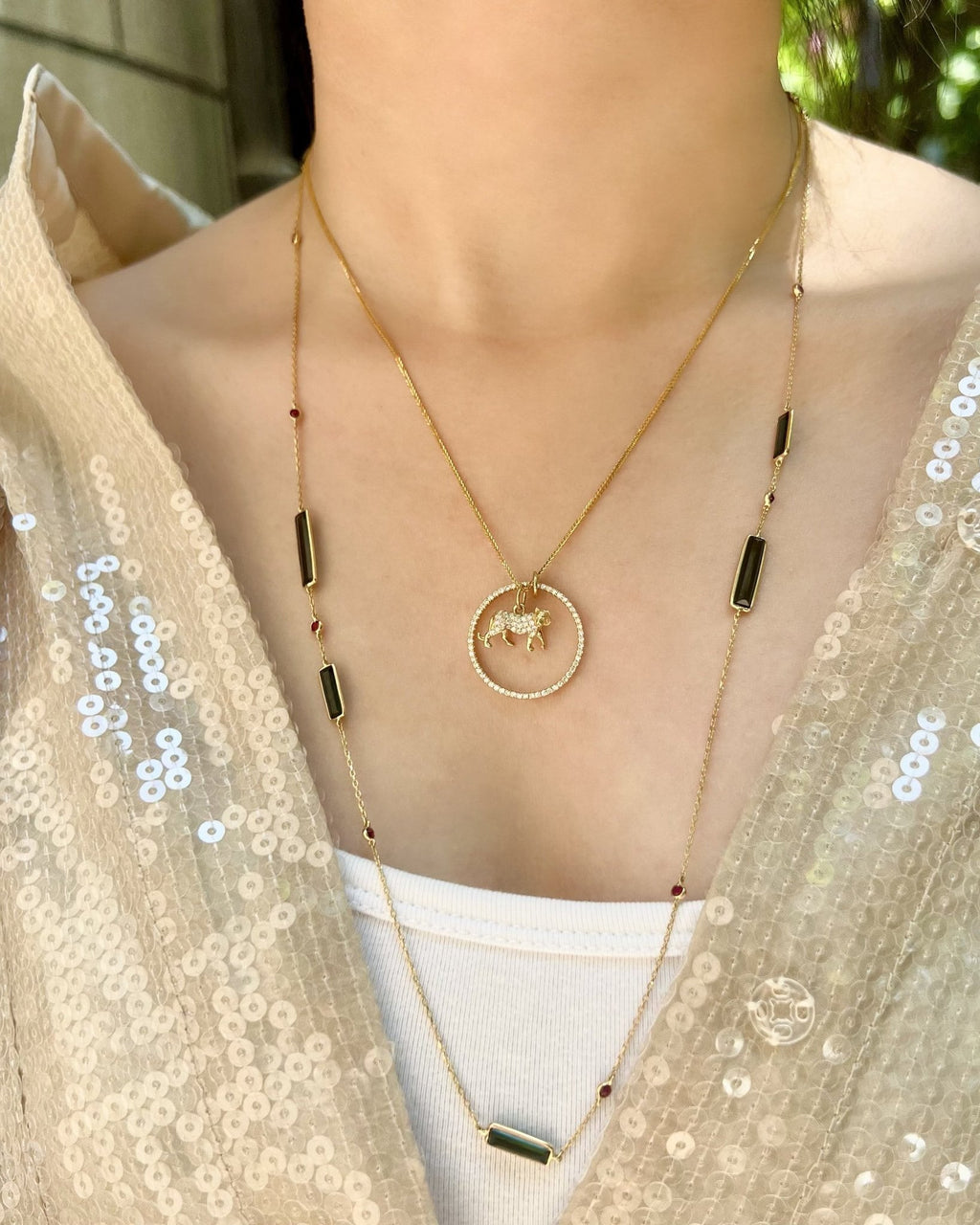 Diamond Zodiac Tiger Pendant Necklace
