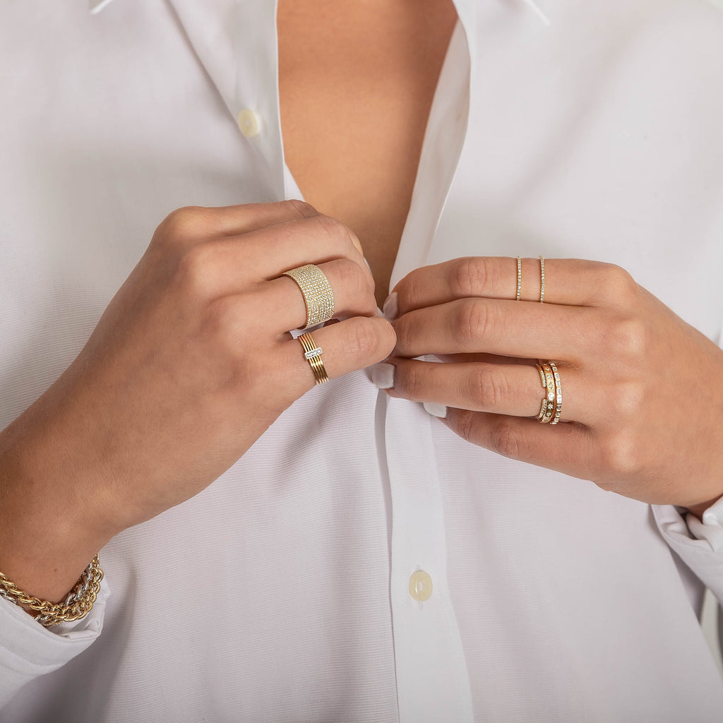 Diamond & 14k Gold Double Band Eternity Ring