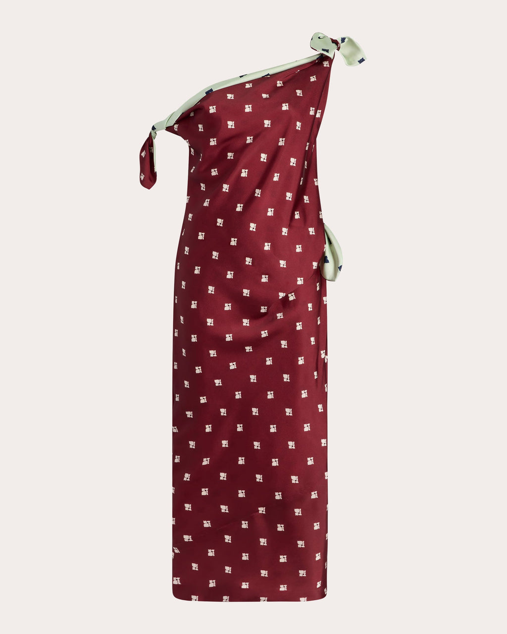 Floral Satin Twill Tied Asymmetric Maxi Dress