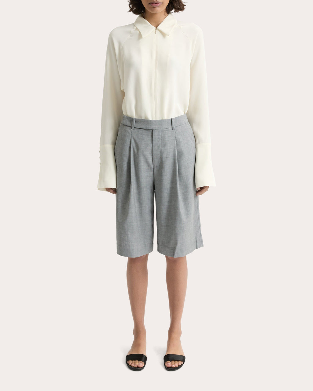 Ila Pleated Wool Bermuda Shorts