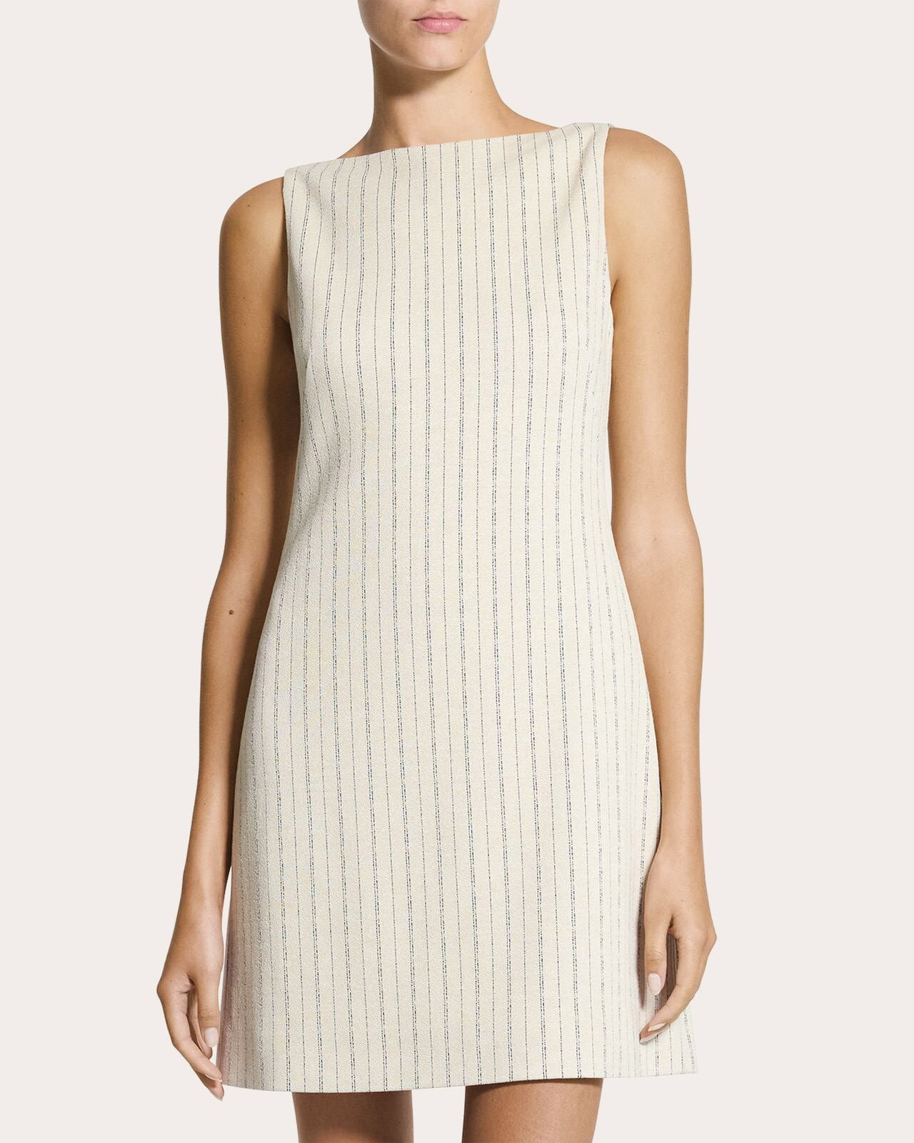 Stripe Sleeveless Boatneck Mini Dress